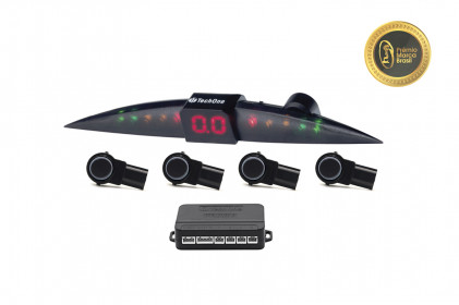  sensor de estacionamento oem prime 4 pontas preto brilho tech one - 2853 