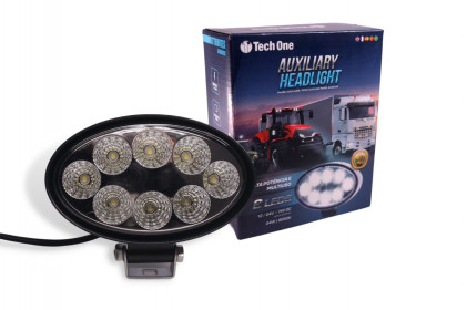  farol auxiliar de led 12/24v 6000k 8 leds oval - 1836 