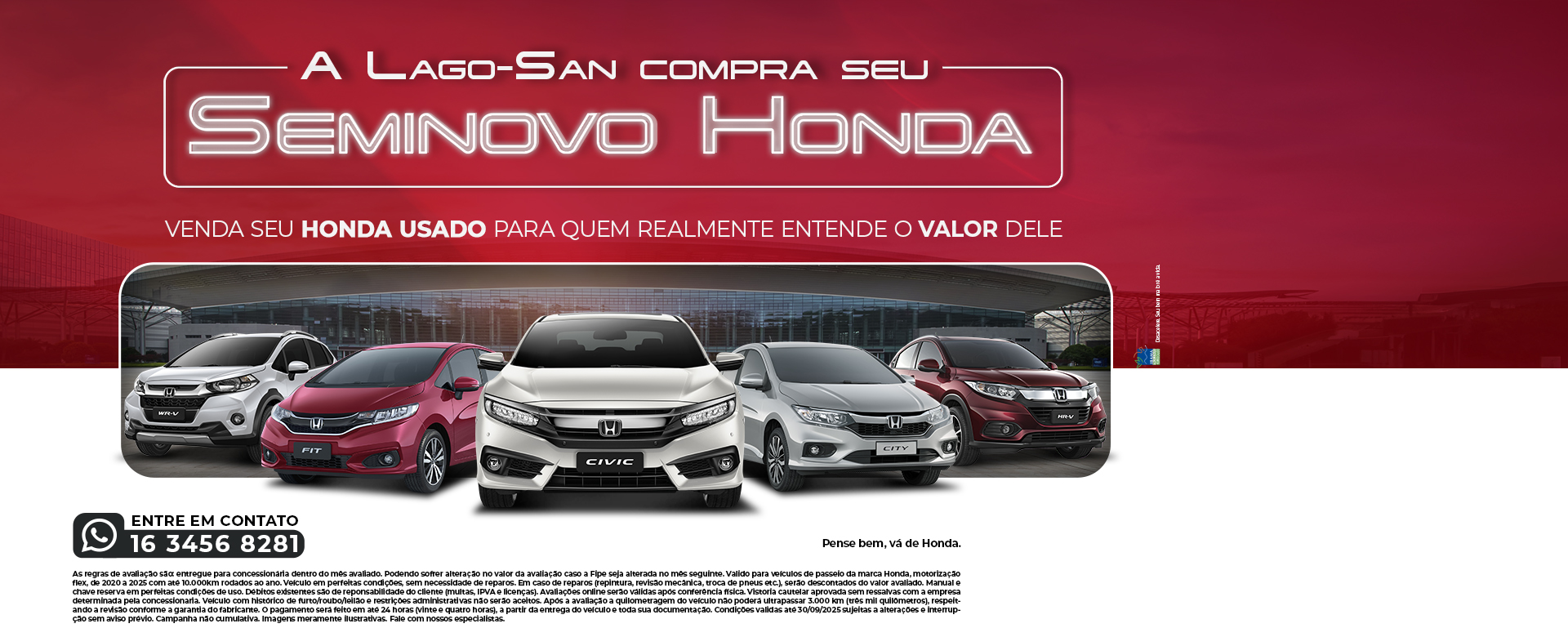 banner captação seminovos honda