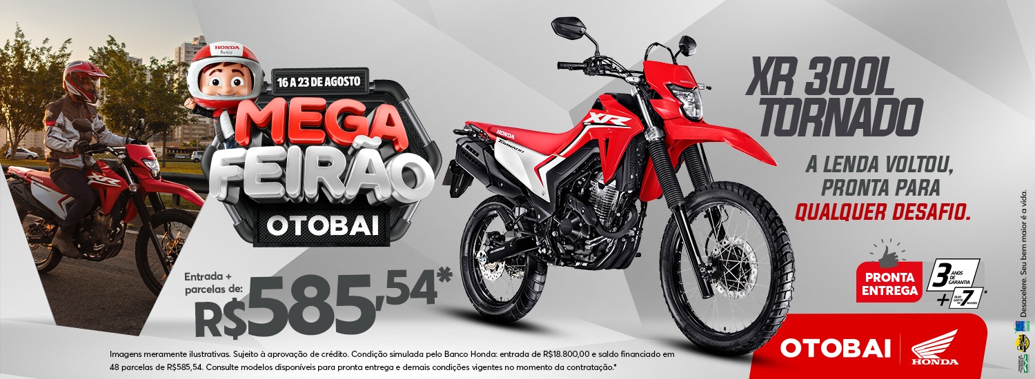 banner MEGA FEIRÃO - XR 300L TORNADO