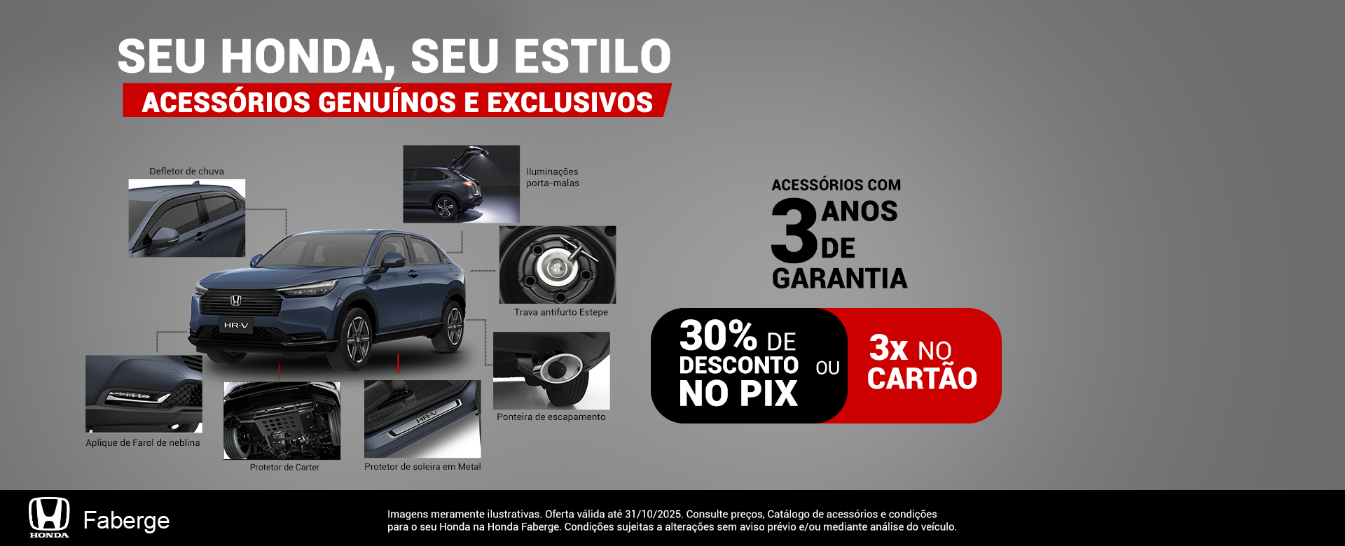 ACESSÓRIOS GENUÍNOS HRV - OUTUBRO