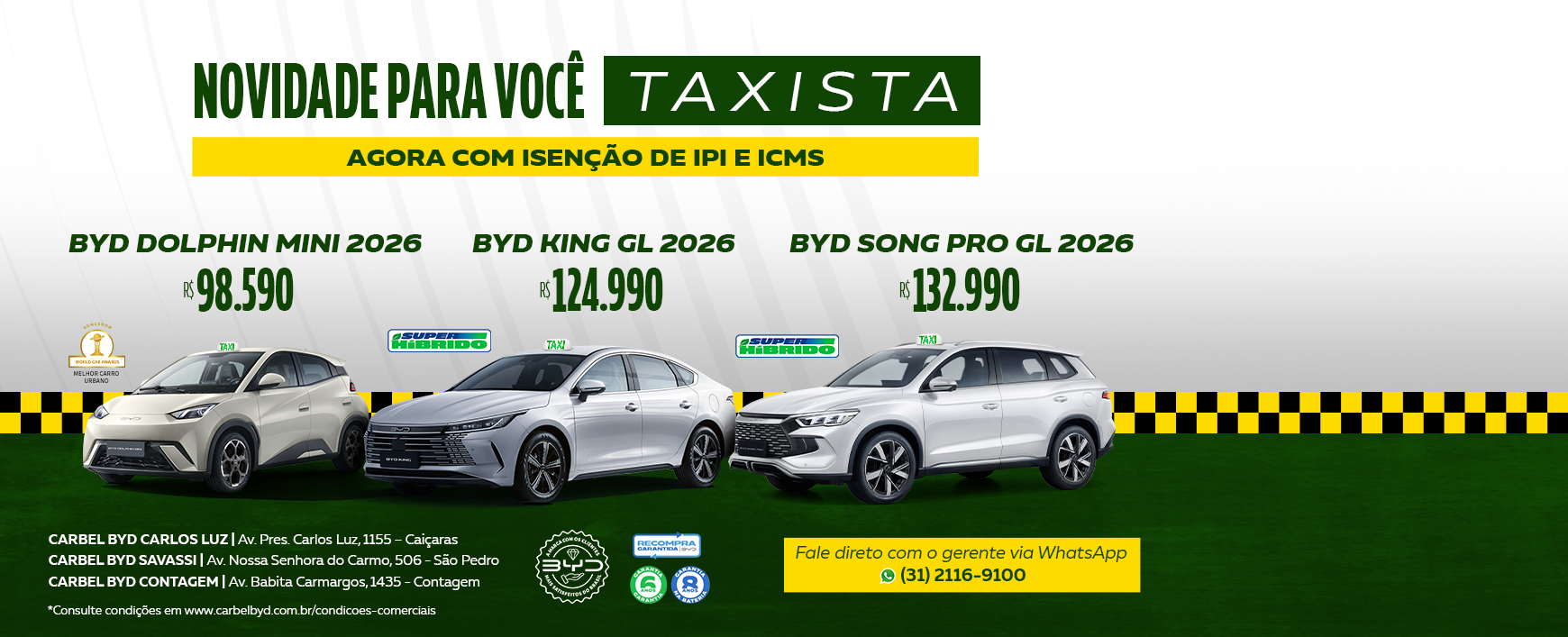 banner condição táxi