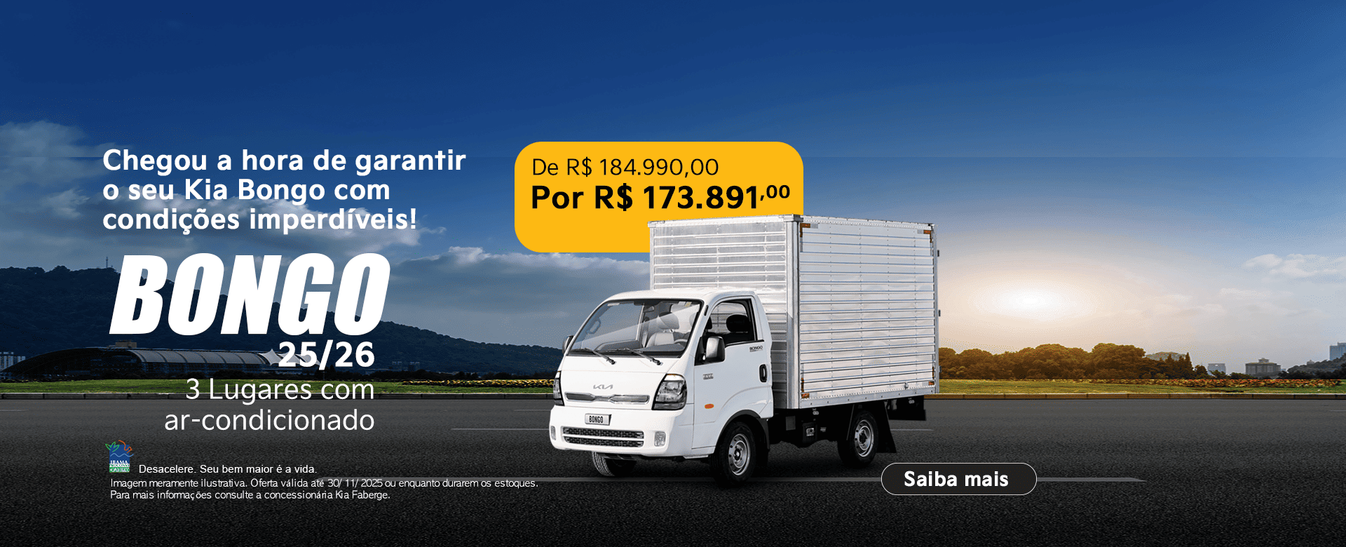 BONGO - 3 LUGARES - COM AR - NOVEMBRO